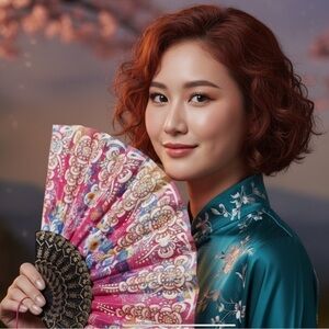 ✨NEW Elegant Floral Korean Fan 9”